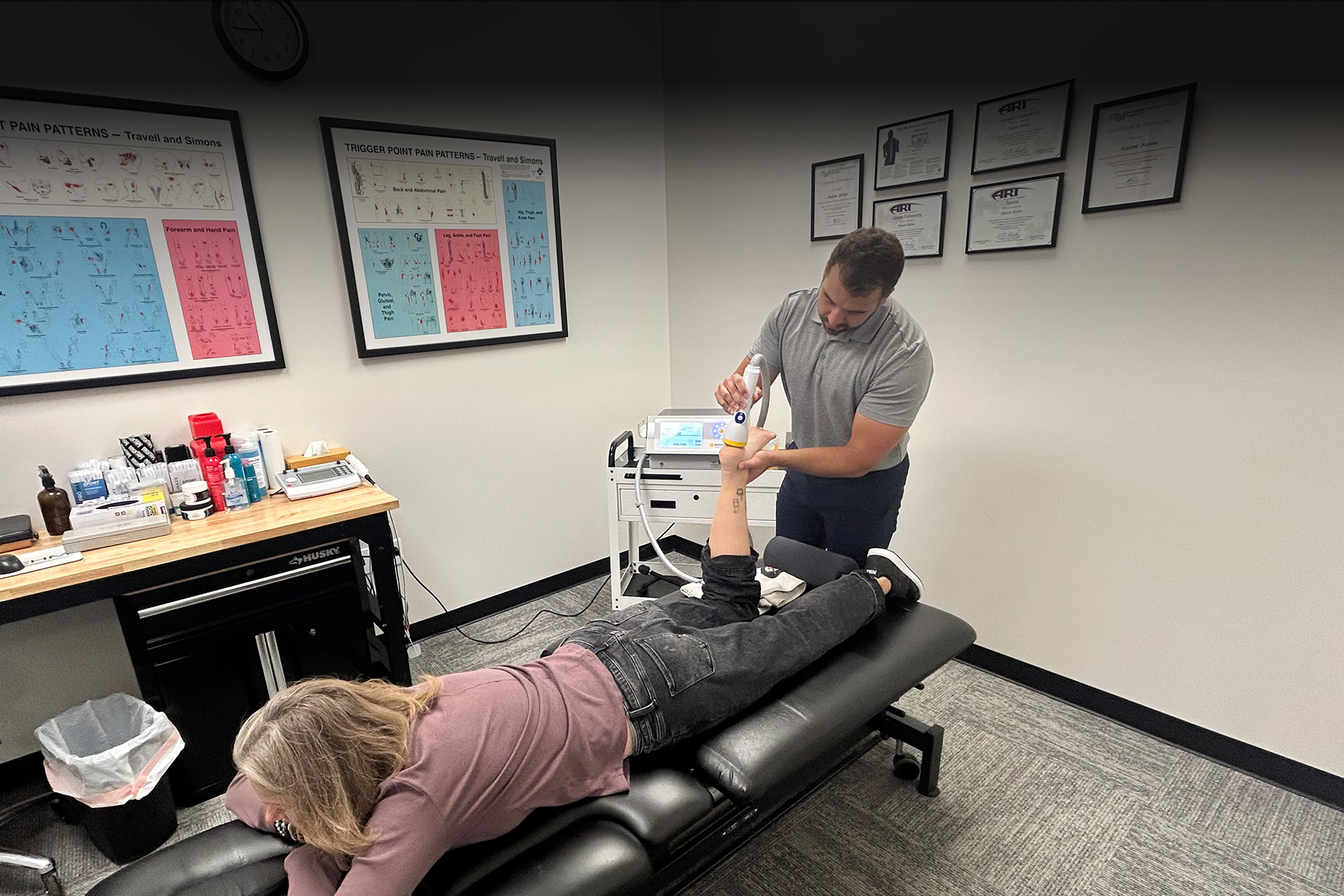 SoftWave TRT shockwave therapy treatment at Behm Muscle & Joint Clinic in Bellevue, NE